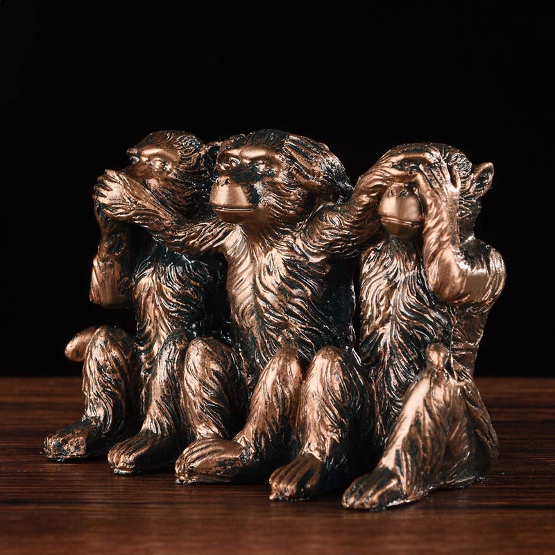 BRASSTAR Three Monkeys Statue See-No Speak-No Hear-No Evil Brown 2.8" Resin Home Office Decoration Gifts PTZD047 - Image 5